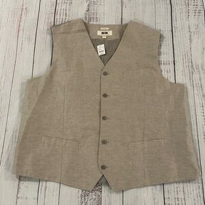 Joseph Abboud mens 2X linen blend suit vest waistcoat breathable beige summer